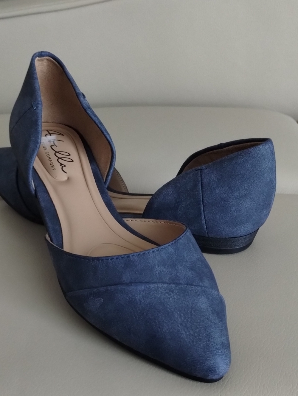 Abella Navy Suede Pointed D'Orsay Flats